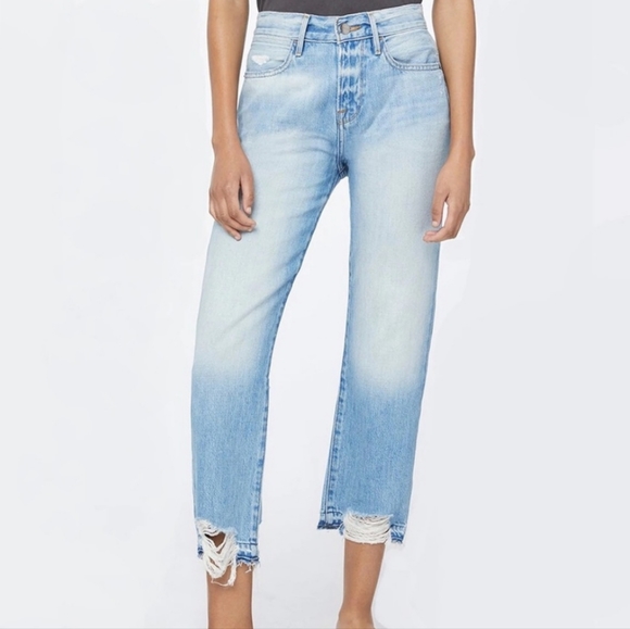Frame Denim Denim - Frame Denim Light Blue Cropped Ankle Jeans